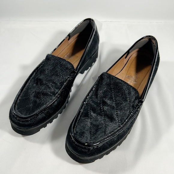 Donald J. Pliner Shoes - Donald J Pliner Calf Hair Loafers Womens Leather Trim Chunky Heel Shoes Sz 9.5